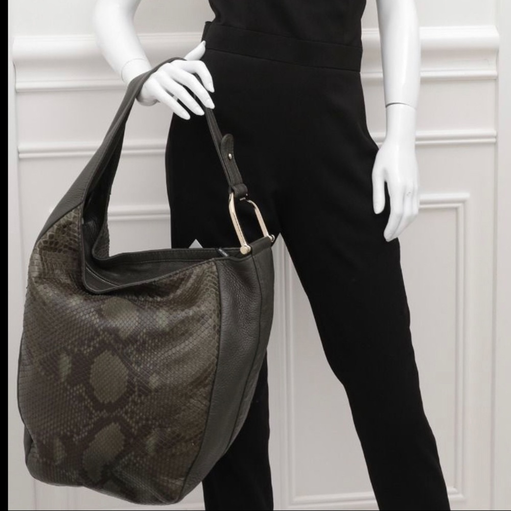 Gucci Bag Green Python Greenwich Hobo Army Bag